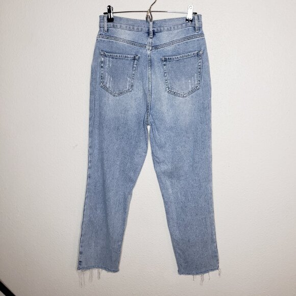 Pacsun Women's Sz 28 Distressed Highrise Straight Leg Jeans Light Wash - Picture 4 of 8